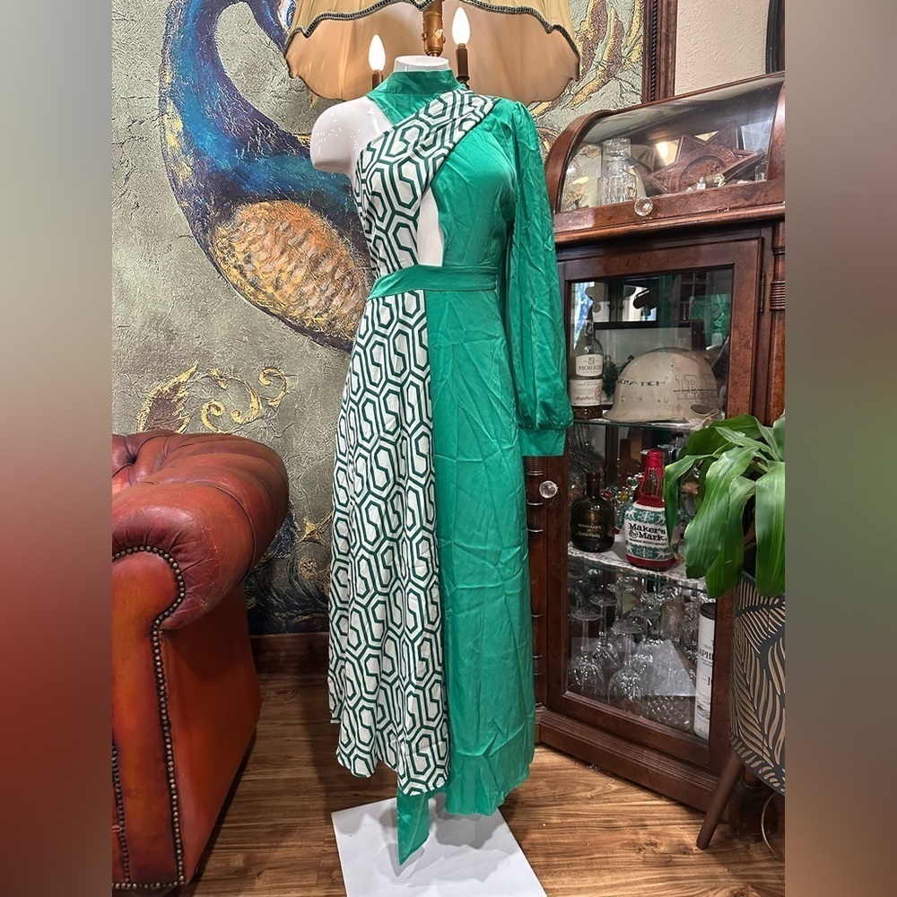 SHEIN Emerald Green One Shoulder Maxi Dress XL - Picture 4 of 10